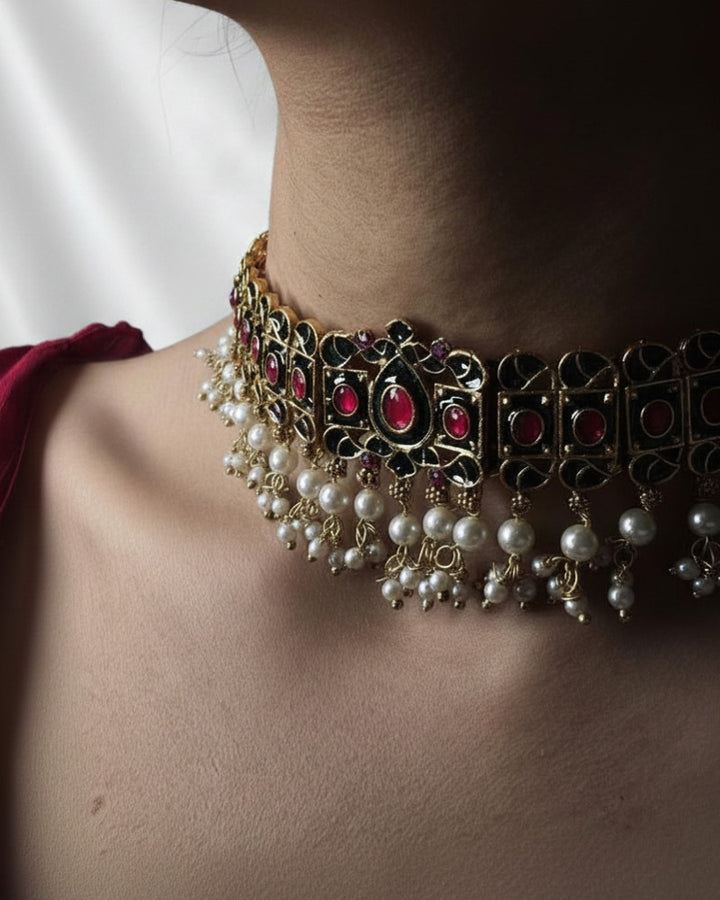 GREEN HEAVY CHOKER SET