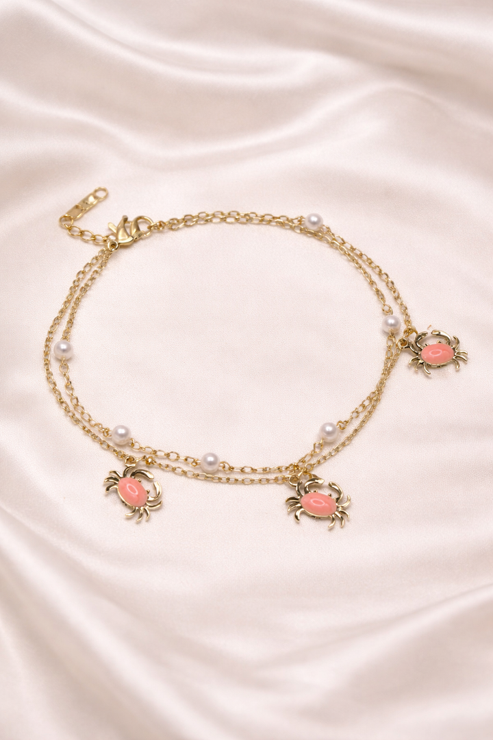 Pink Crab Gold Bracelet