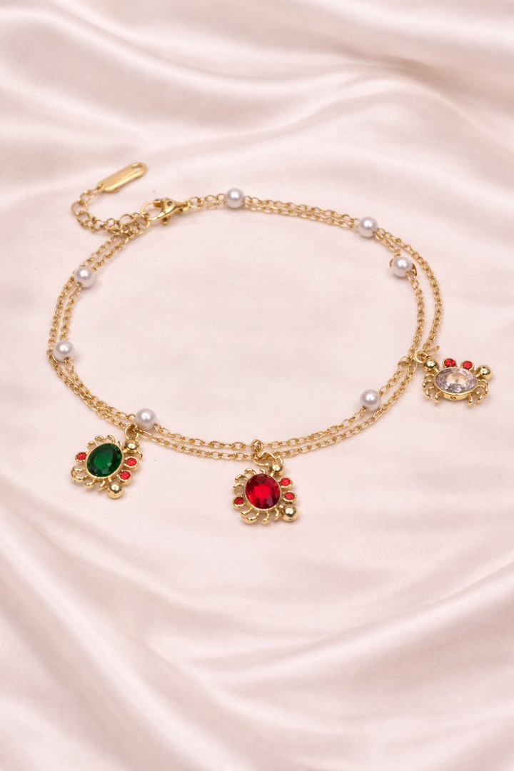 Coral Crab Pearl Bracelet