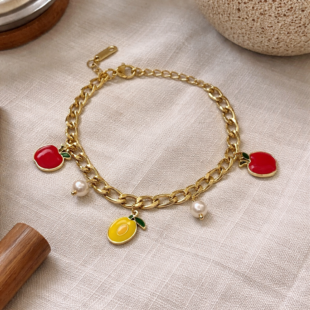 Fruit Charm Snake Chain Bracelet