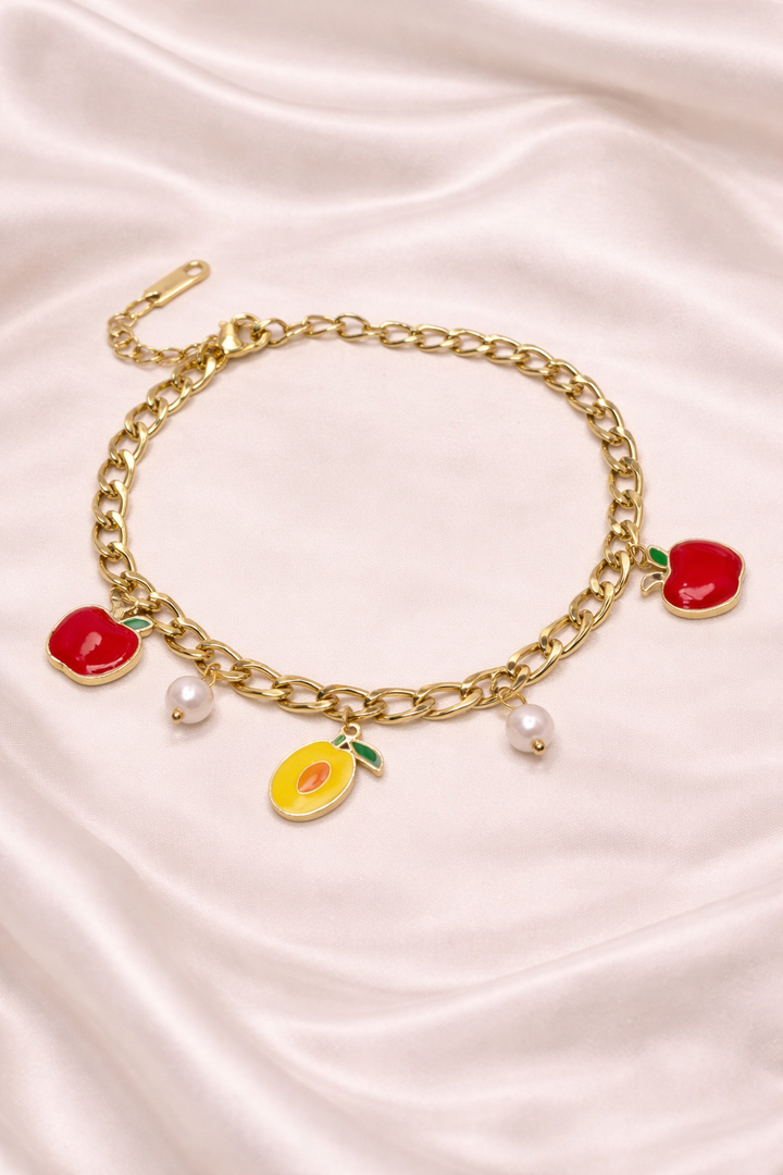 Fruit Charm Snake Chain Bracelet