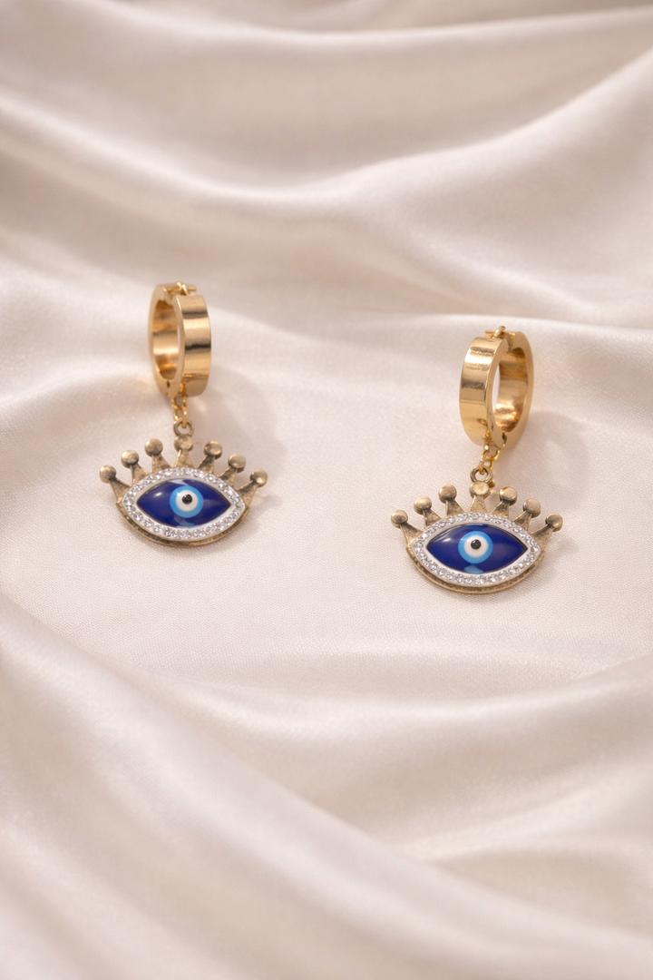 Royal Evil Eye Hoop Earrings