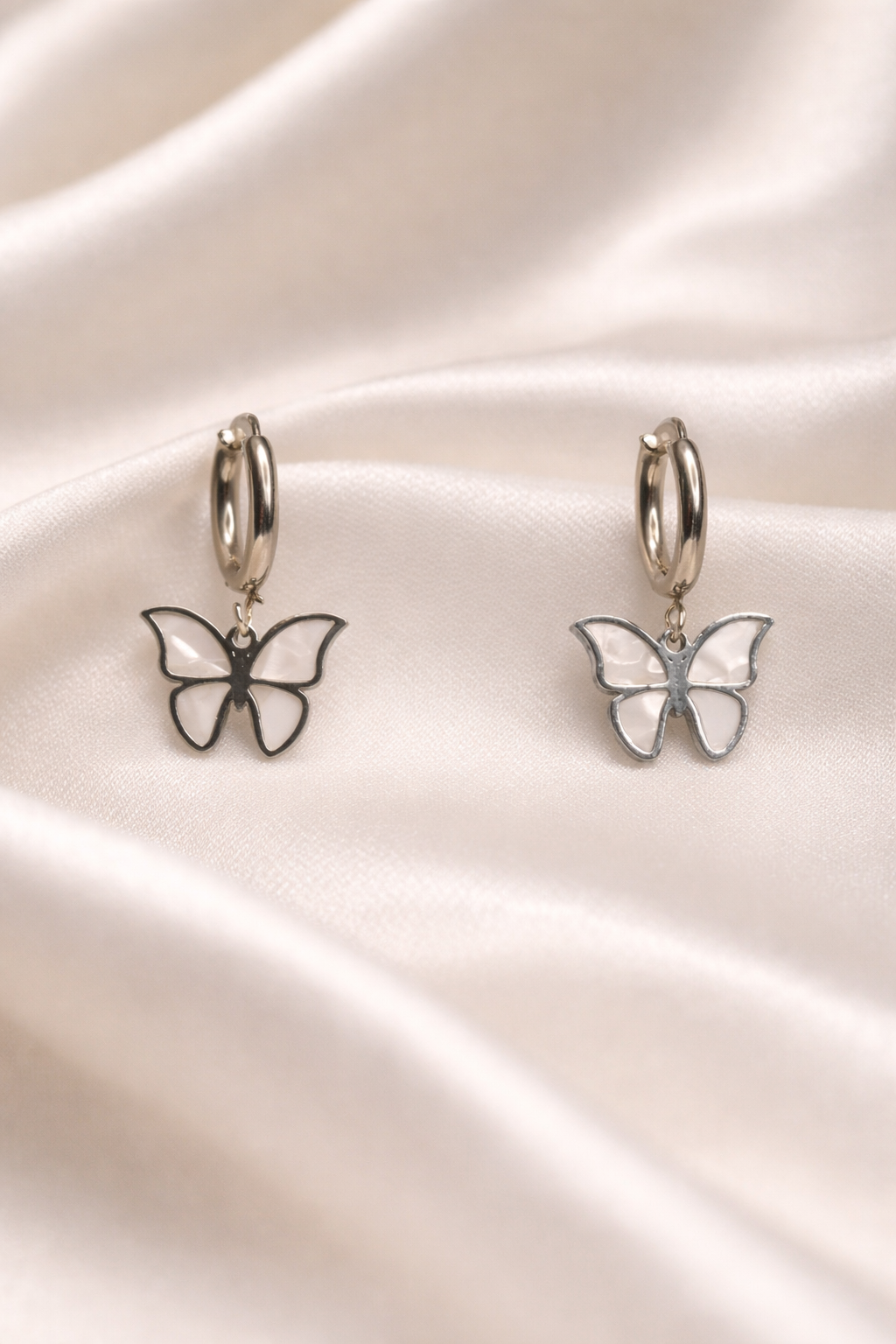 Minimal Butterfly Charm Hoop Earrings