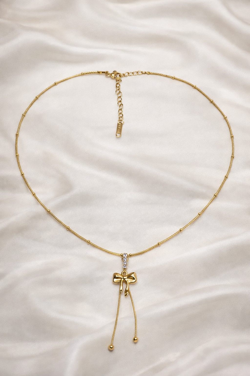 Elegant Bow Drop Gold Necklace