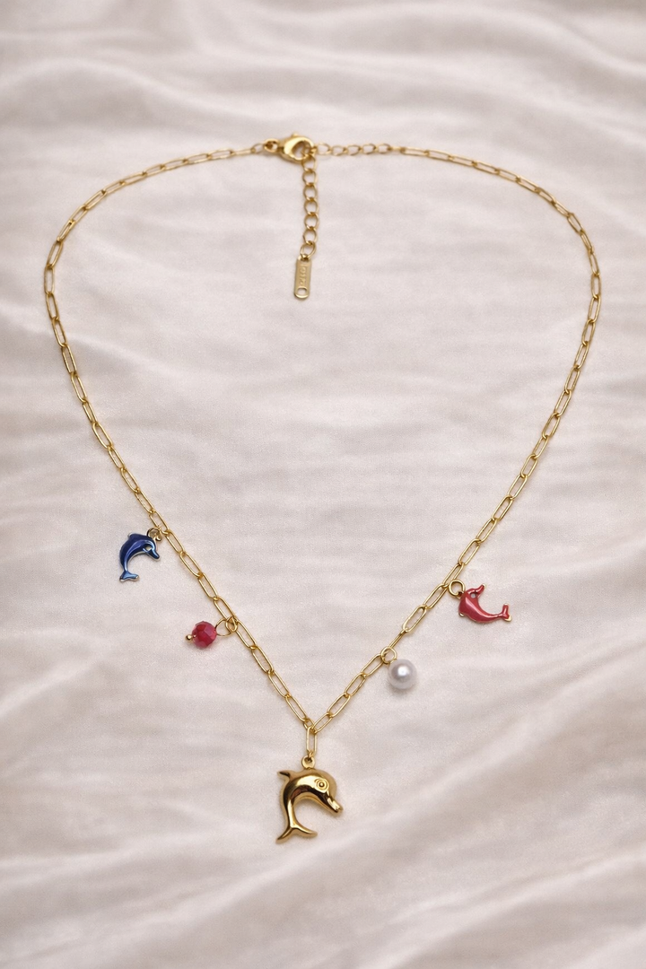 Dolphin Charm Gold Necklace