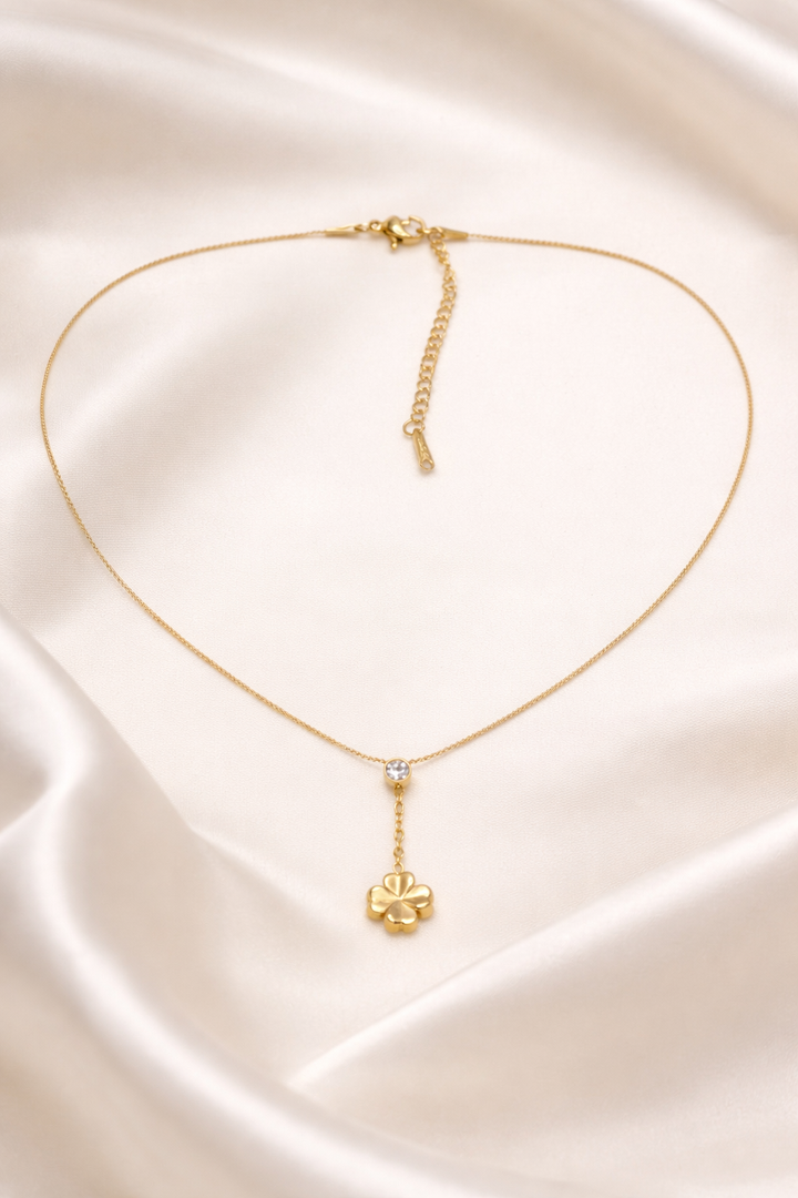 Minimal Clover Drop Gold Necklace