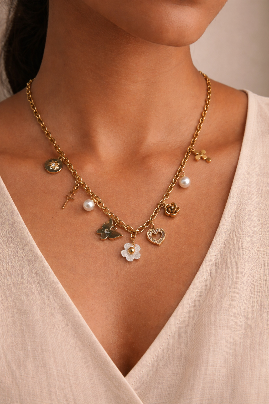 Premium Charm Link Statement Necklace