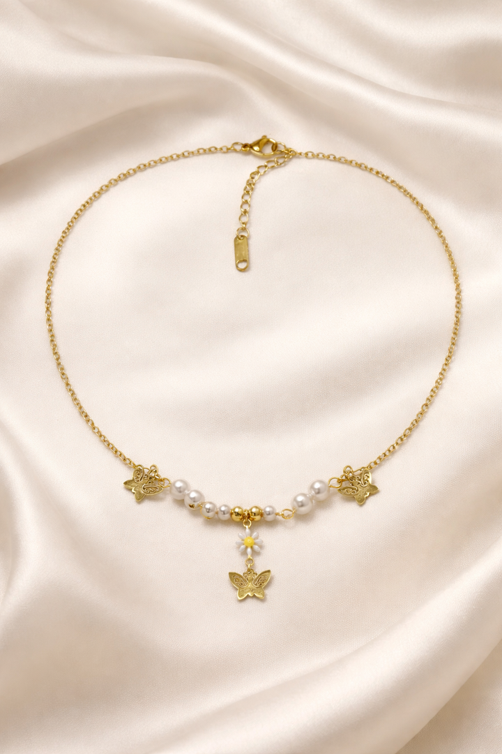 Pearl Butterfly Charm Necklace
