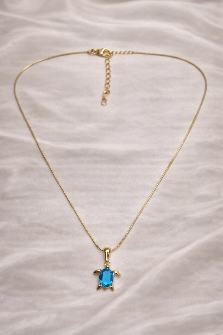 Ocean Turtle Blue Stone Pendant Necklace